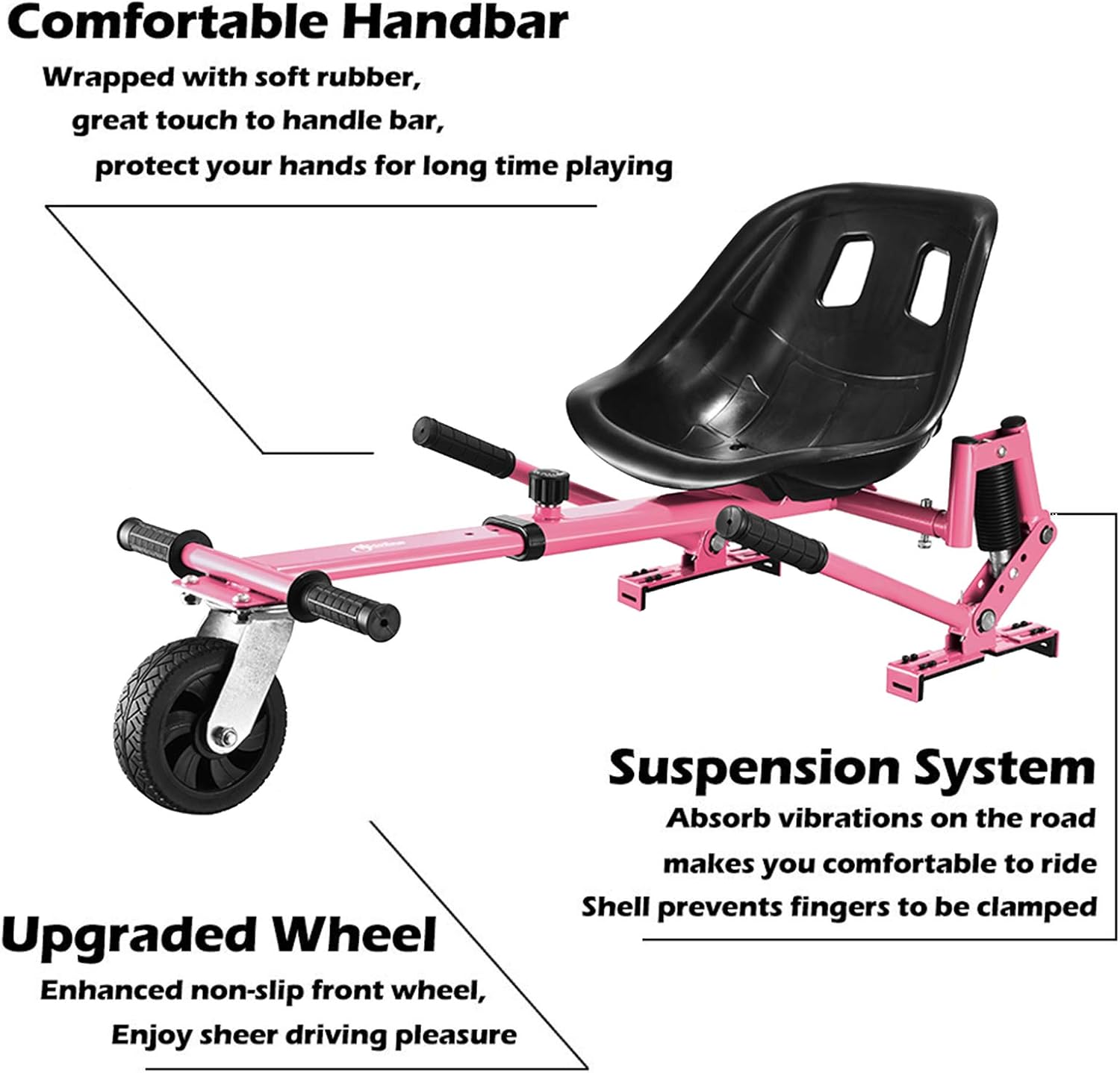 KKA Hoverboard Seat Attachment, Hoverboard Go Kart for Adults & Kids, Accessories to Transform Go Cart, Hover Carts for Self Balancing Scooter with Off-Road Tire and Shock Absorber