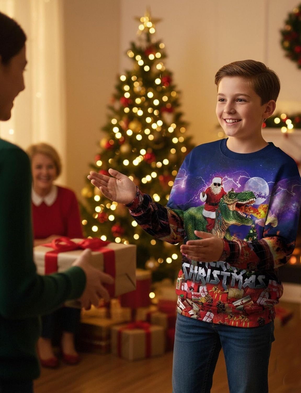Kids Ugly Christmas Sweatershirt for 4-16 Years Boy Girls Funny Sweater