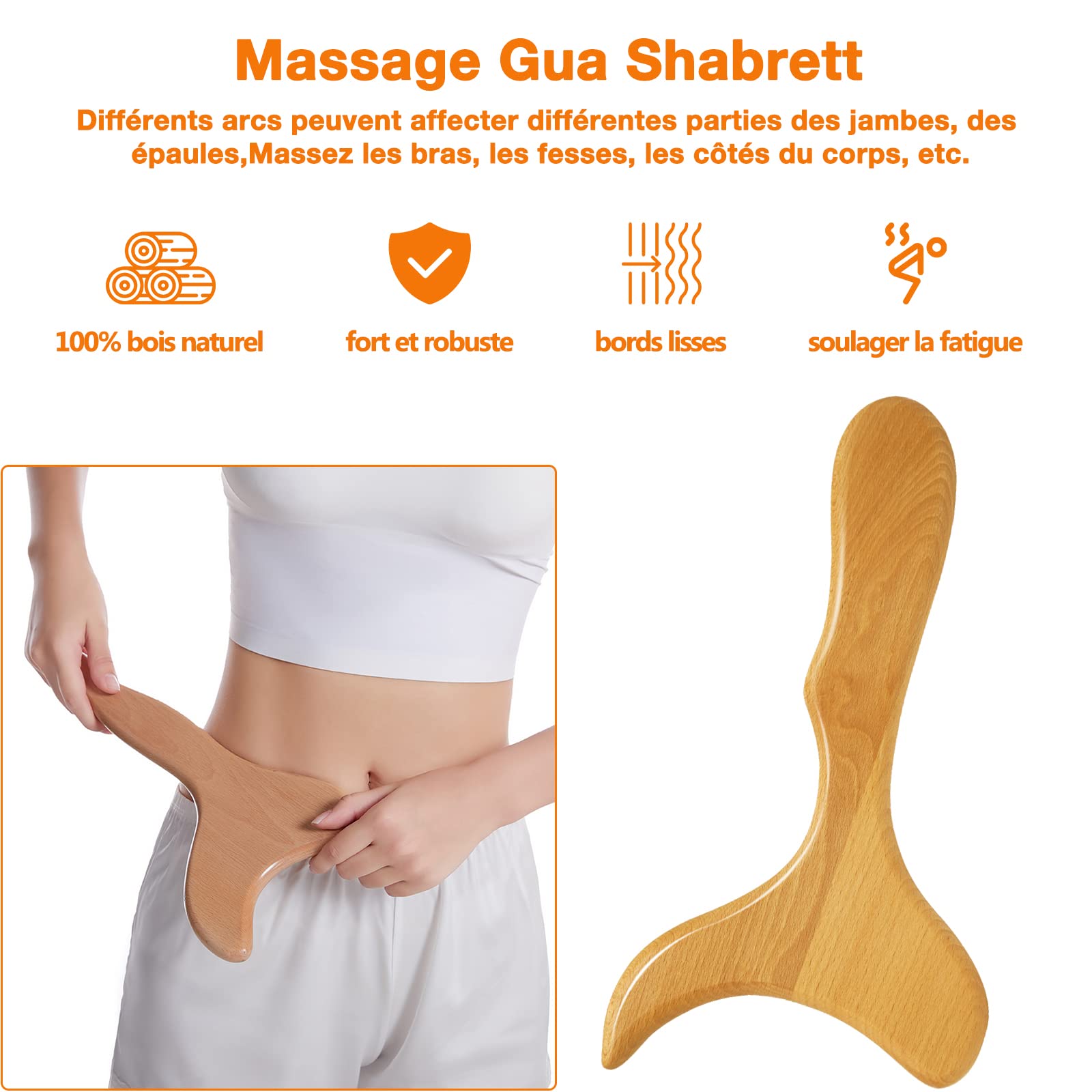 5 en 1 Maderotherapie Kit Complet Cellulite, Rouleau Massage Bois, Pour Anti Cellulite, Drainage Lymphatique, Gua Sha Pour Corps