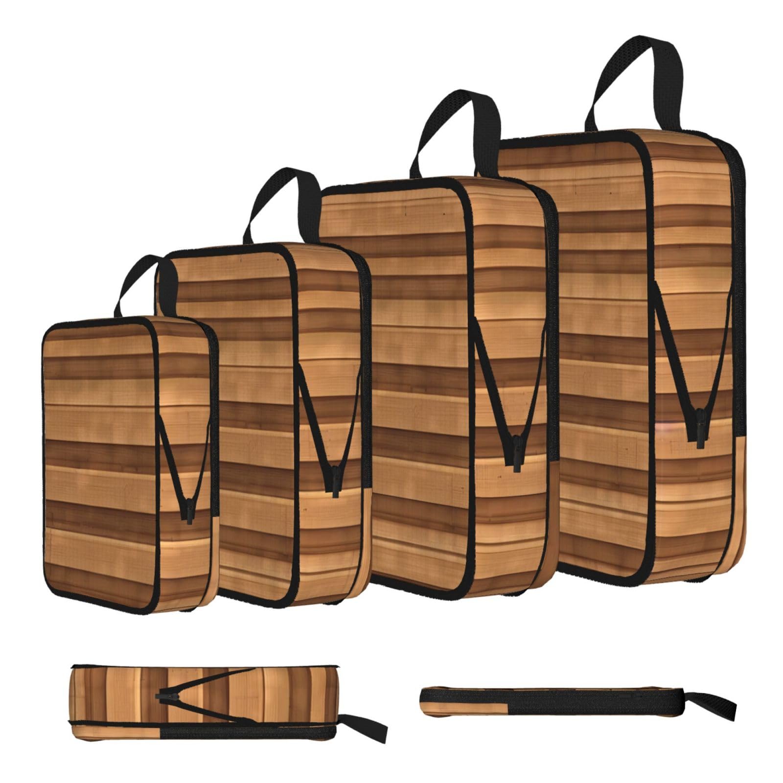 Original wood color texture Compression Packing Cubes 4 Piece Set
