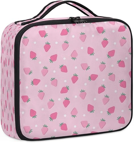 Miniatura 6 de KOBLEN Bolsa de maquillaje de viaje para mujer, grande, cuadrada, portátil, profesional, de tren de coqueta, estuche de cosméticos con asa, patrón