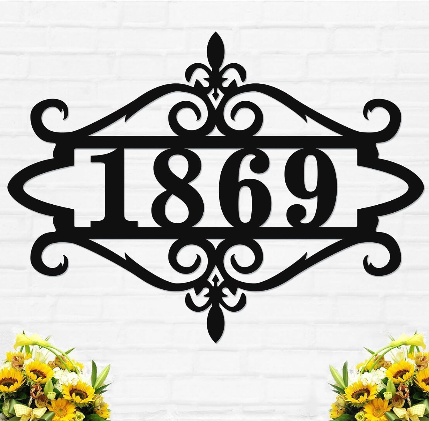 Personalized Metal House Sign, Custom Address Numbers, Rustic/Elegant Style, (12 x 12) inch, Metal Material, House Number Sign, Indoor/Outdoor Decorative, Wall Mount