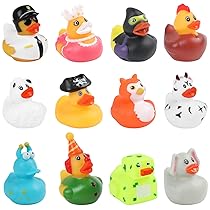 SULOLI Paperelle per Bagnetto,12 Pezzi Anatre di Gomma Colorate,Galleggiante Anatra da Bagno,Carino Ideale Giocattolo per Vasca da Bagno