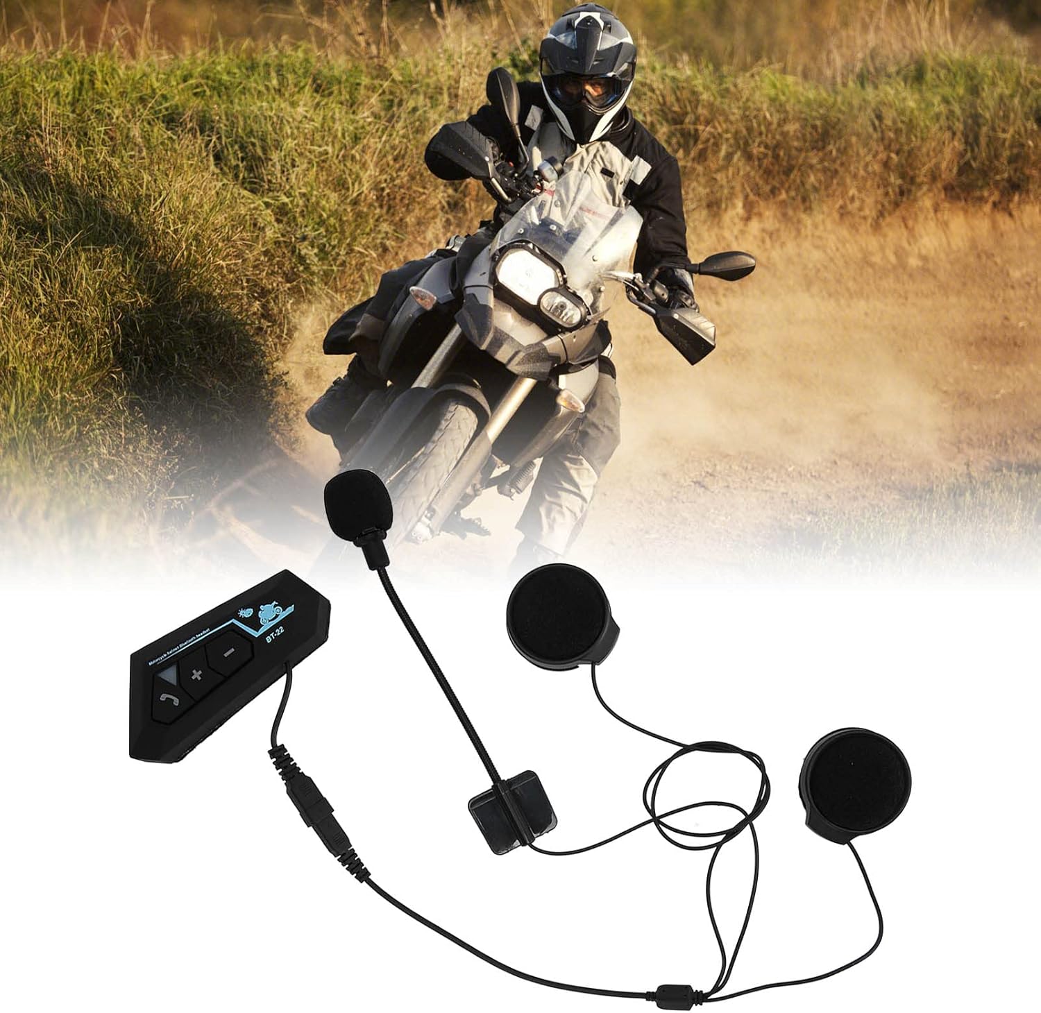 Motorcycle Bluetooth Headset, Universal Motorcycle Helmet Bluetooth Headset Intercom with with Noise Cancellation & 820mAh Battery, Professional Motorcycle Bluetooth