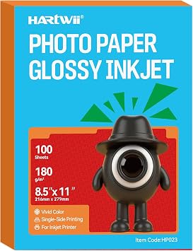 100Sheets Inkjet Glossy Photo Paper 8.5x11 Inches 48lb-180Gsm for Instant Dry Inkjet Printers, 8.5Mil A4 Letter Size Ideal for Brochure Paper, Flyers Paper Single Side, Suitable for All Dye Ink