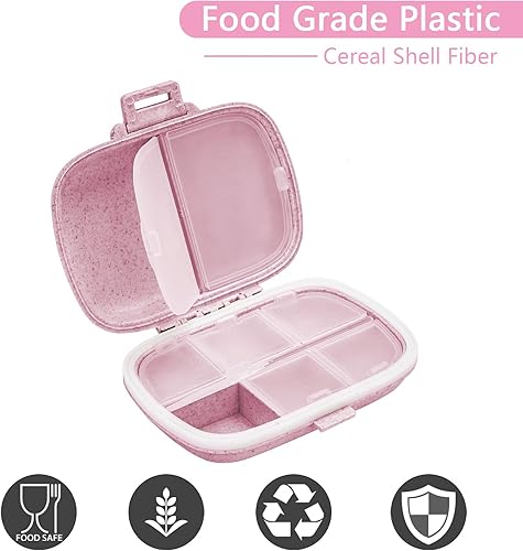 Miniatura 5 de Pastillero de viaje pequeño, portátil, diario, 8 compartimentos, pastillero para bolso, bolsillo para medicamentos, vitaminas, contenedor (rosa