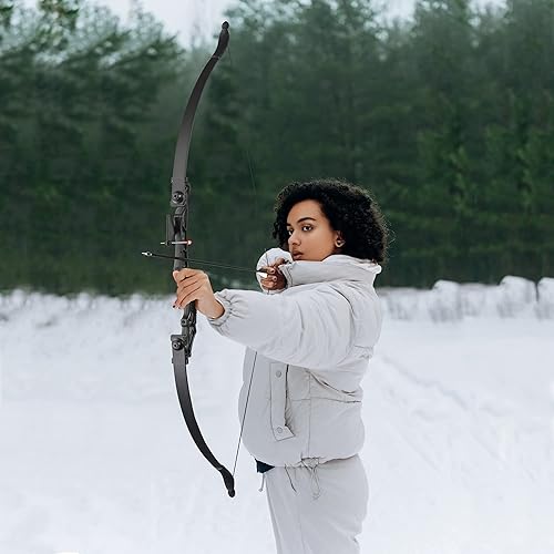 Miniatura 8 de AW 54 "28 libras arco recurvo tiro con arco tradicional Takedown mano derecha izquierda caza juego práctica tiro blanco tiro