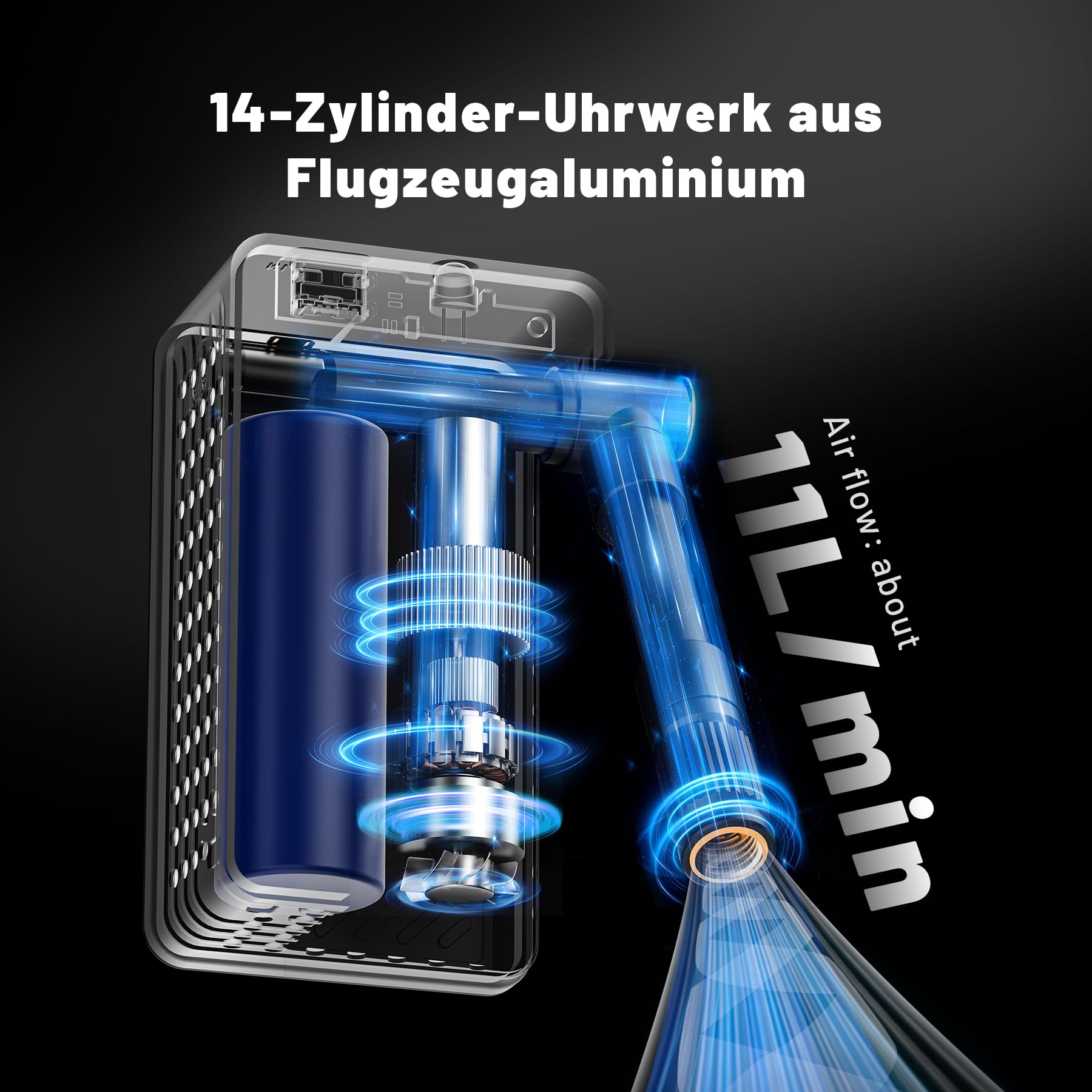 Fahrradpumpe Elektrisch, Max 150 PSI Mini Fahrrad Pumpe mit Digitalanzeige, 360°-Pumpenrohr, 20s Aufblasen Fahrradpumpe mit Amerikanische, Presta-Ventile für Rennräder, Mountainbikes