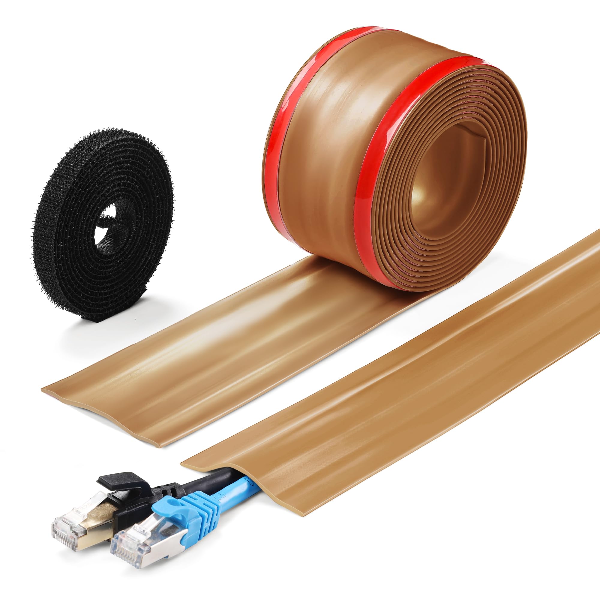 ZhiYo 16.4ft Cord Cover for Wires on Floors or Walls, 2.2in Wide, Brown