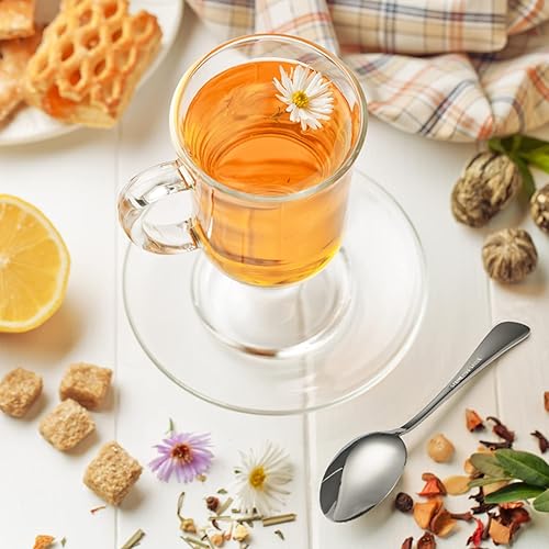 Miniatura 6 de Juego de cucharas de acero inoxidable, 12 cucharas de 6.7 pulgadas, cubiertos de cubiertos, cucharas de postre, acabado espejo y apto para