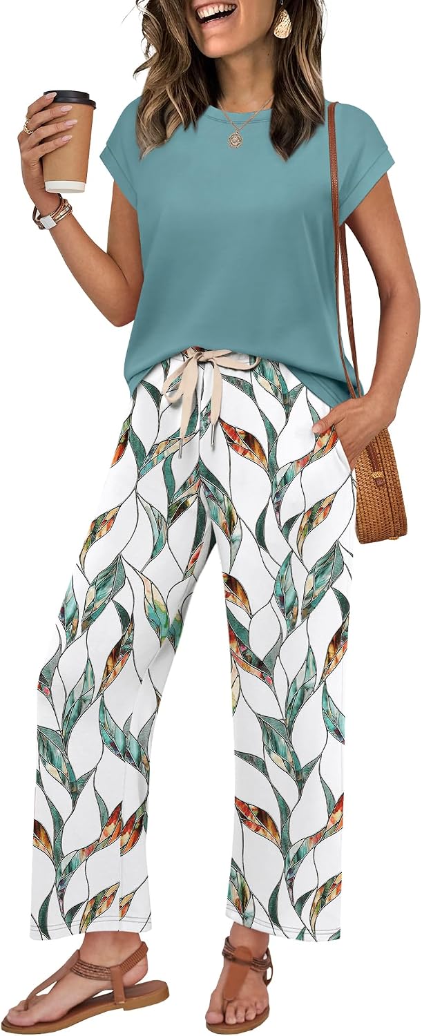 WIHOLL Two Piece Sets for Women Summer Spring Outfits Lounge Sets Beach Vacation Clothes Airport Travel Matching Clothing image 2