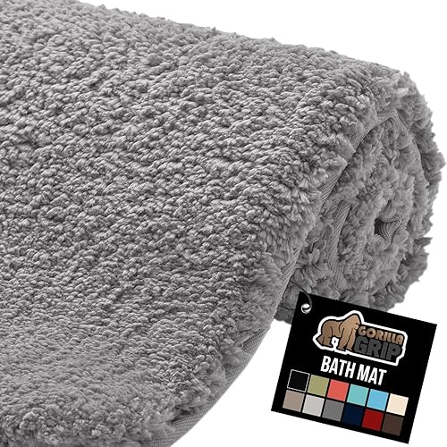 GORILLA GRIP Alfombras de baño, ultra suaves, absorbentes, de felpa gruesa, lavables a máquina, microfibra de secado rápido, tapetes para ducha,