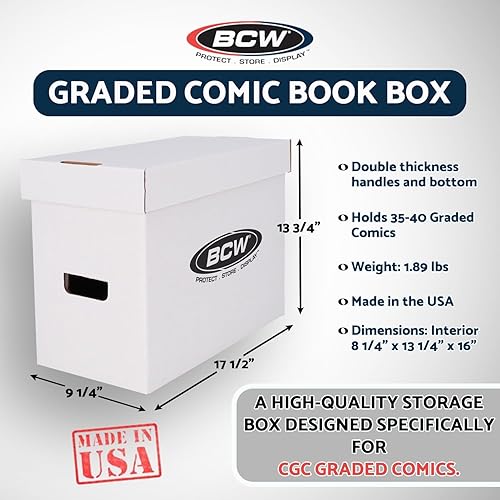 Miniatura 2 de BCW Caja de almacenamiento de cómics de 10 quilates, con capacidad para 35-40 grados de almacenamiento de cómics  Caja de cómics graduada para tus