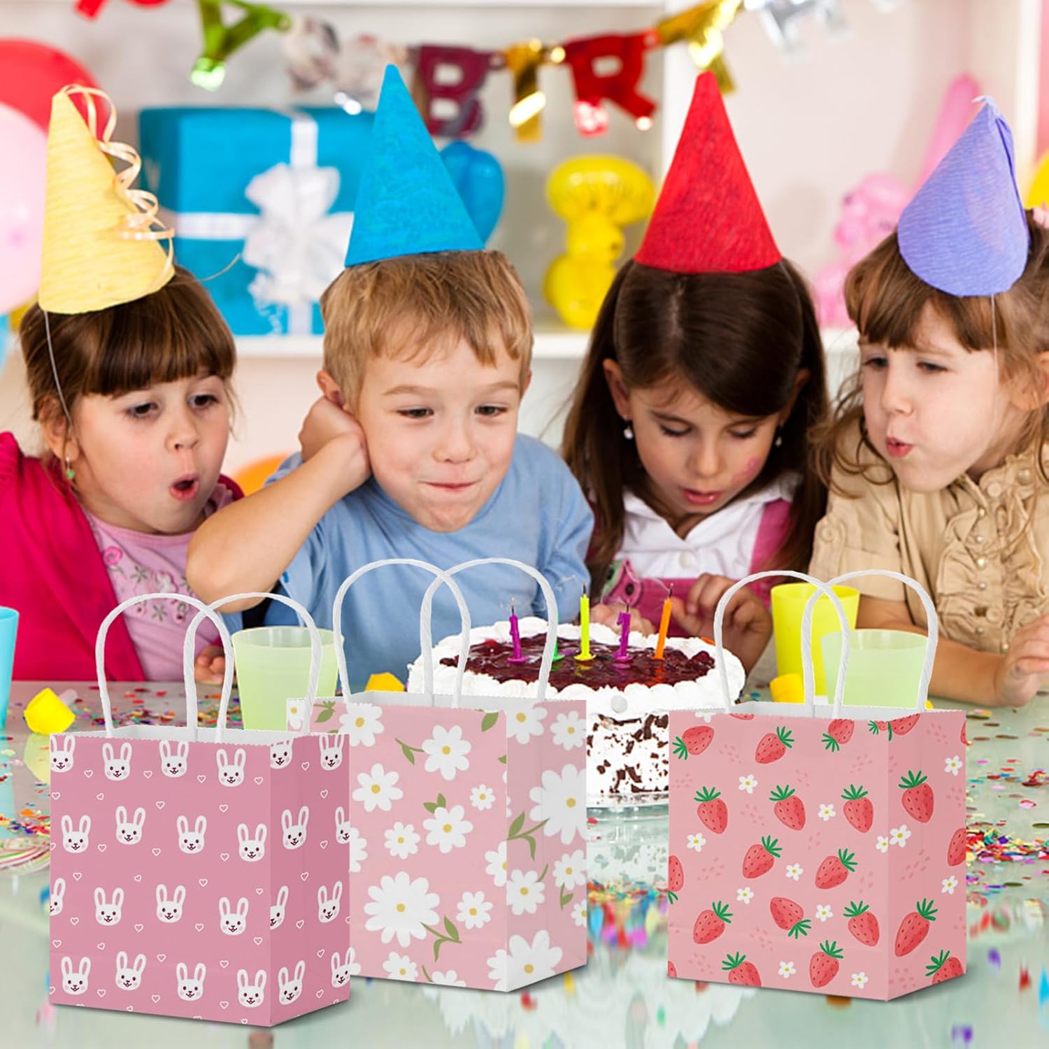 18 Bolsas De Papel Kraft De Pascua A Granel - Con Asas - Para Huevos, Dulces Y Regalos