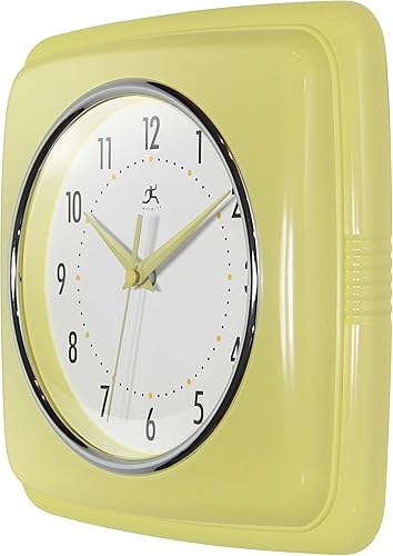 Miniatura 3 de Infinity Instruments Reloj de pared retro, cuadrado de 9 pulgadas, silencioso y sin tictac, diseño vintage moderno de mediados de siglo, reloj de