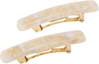France Luxe Mini Rectangle Barrette Pair - Pavlova White