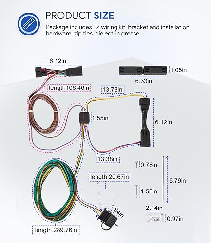 Miniatura 7 de Repuesto para cableado de luz Blue Ox EZ BX88368 - Kit de arnés de cableado de remolque para Jeep Willys 2021-2025 Wrangler JL 2018-2025 y Gladiator