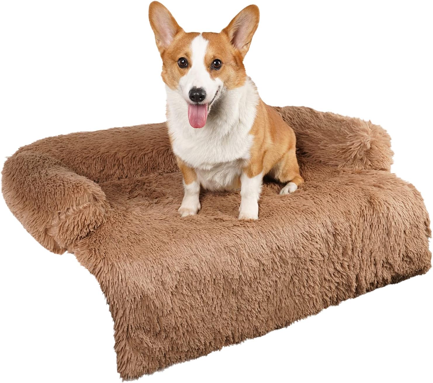 DOGKE Medium Washable Removable Calming Dog Bed,Fluffy Plush Dog Couch Bed,Couch