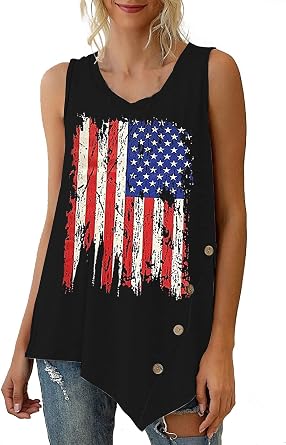 Amazon.com: Camiseta sin mangas con diseño de bandera americana para mujer,  dobladillo irregular, asimétrica, suelta, para mujer : Ropa, Zapatos y  Joyería