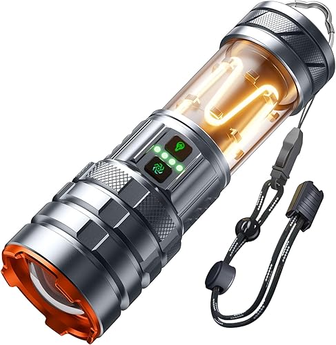 Linterna LED de alto lúmenes, 3000 lúmenes, linterna súper brillante, linterna recargable con 11 modos e impermeable IPX7, potente linterna de