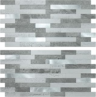 12 Small Bathroom Tile Ideas for Bright Space Expanding Style 50 AULIGET 20 Sheets Faux Stone Peel and Stick Backsplash, Grey Slate Look ...