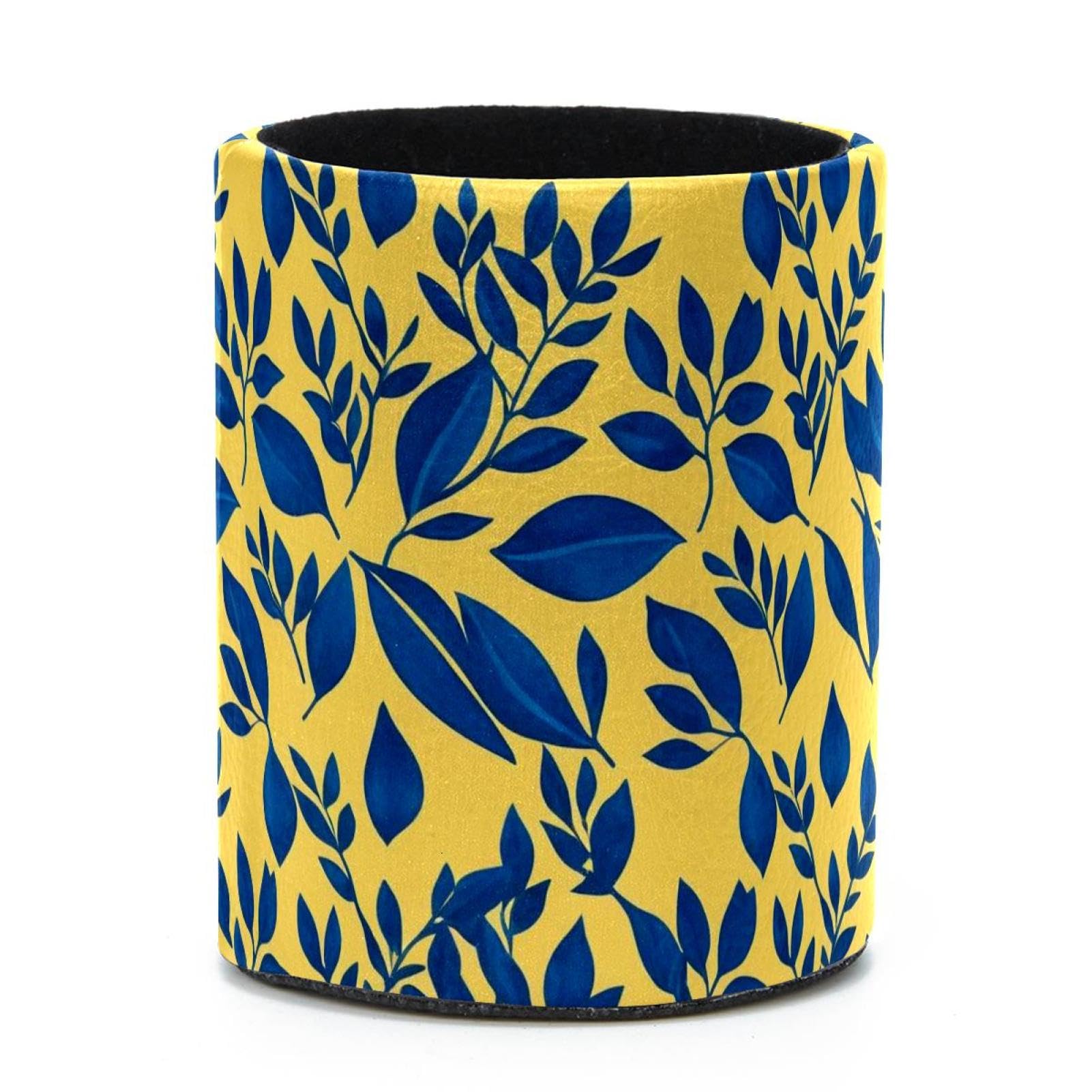 VAPOKF Round Pencil Holders for Desk, Artistic Leaves Pen Holders Pen Pot Makeup Brushes Storage Desktop Stationery Supplies Organiser for Home Office