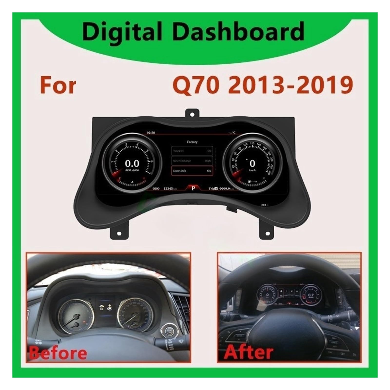 Panel de instrumentos digital LCD con velocímetro y panel de instrumentos compatible con Infiniti Q70 2013-2019.