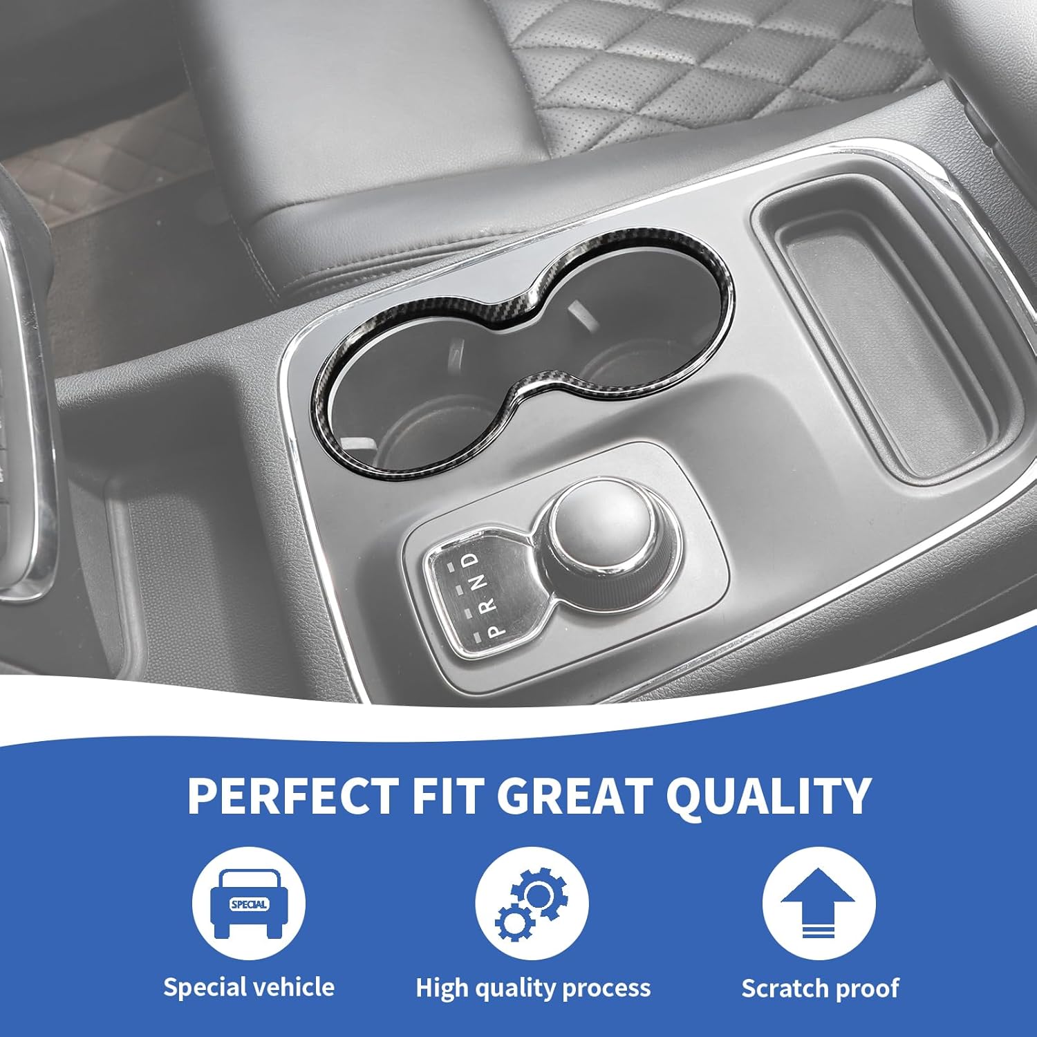 RAZPOY Front Cup Holder Cover Trim Compatible with Jeep Grand Cherokee 2011-2021, Carbon Fiber