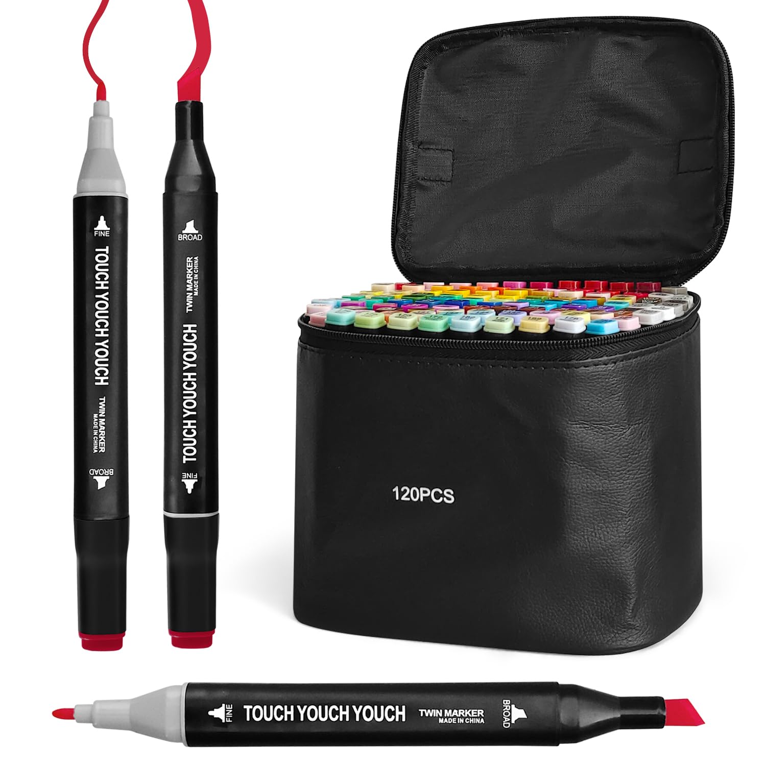 Graphic Marker Pens, 120+2 Colors Drawing Art Markers Artist Dual Tips Permanent for Kids Colouring Books Adults Art Markers with Black Bag