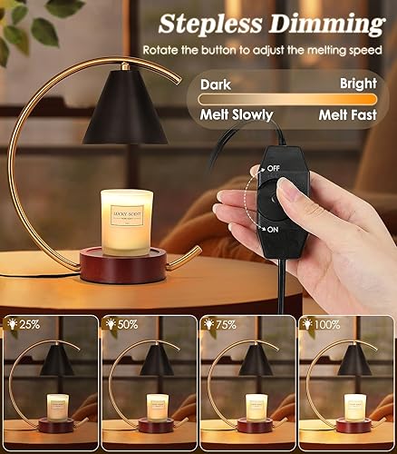 Miniatura 5 de Lámpara calentadora de velas, calentador eléctrico de velas con 2 bombillas, lámpara de fusión de velas regulable para velas en frascos, calentador