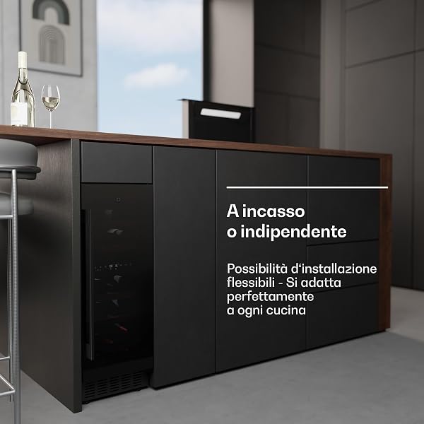 KLARSTEIN Velaire Dual Zone Wine Fridge - 17 Bottle, Built Under, 5-22°C, Touch Control, LED, UV Glass, Quiet, Wine Cooler Fridge, Minimalist Design - 2