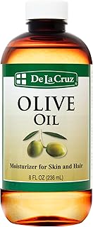 De La Cruz Pure Olive Oil - Natural Expeller Pressed Olive Oil for Hair and Skin - Lightweight Body Oil for Dry Skin 8 Fl. OZ