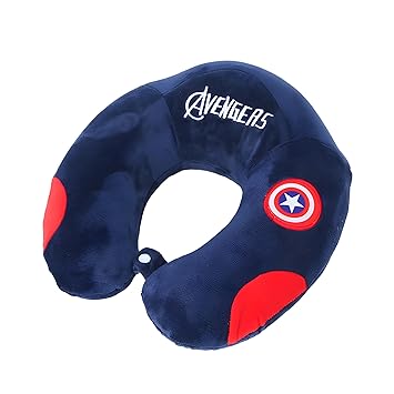 SIVIGE Fiber Ultimate Neck Pillow for Kids& Adult/Soft & Comfortable Stuff Animal Hugging Pillow for Airplane Car Flight Head Neck Support Pillow(Avengers), Blue - image, photos
