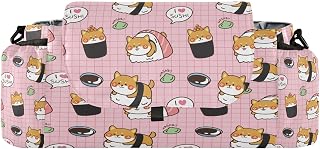 Kigai Universal Baby Stroller Organizer, Cartoon Shiba Sushi Detachable Stroller Caddy Accessories Bag with Insulated Cup Holder and Adjustable Straps for Diaper, Phone, Toys