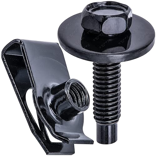 Rexka 10 juegos de tuercas en U extruidas M6-1.0 y tornillos SEMS de cabeza hexagonal para GM Ford Chevy Chrysler, Jeep Dodge, multiusos, protector