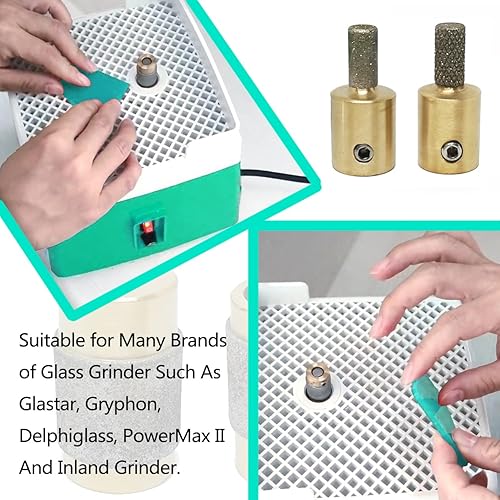 Miniatura 8 de Jarshtime Brocas de amoladora de vidrio, 4 piezas, muela abrasiva de vidrieras de diamante, incluye cabezales de amoladora de vidrio de diamante de