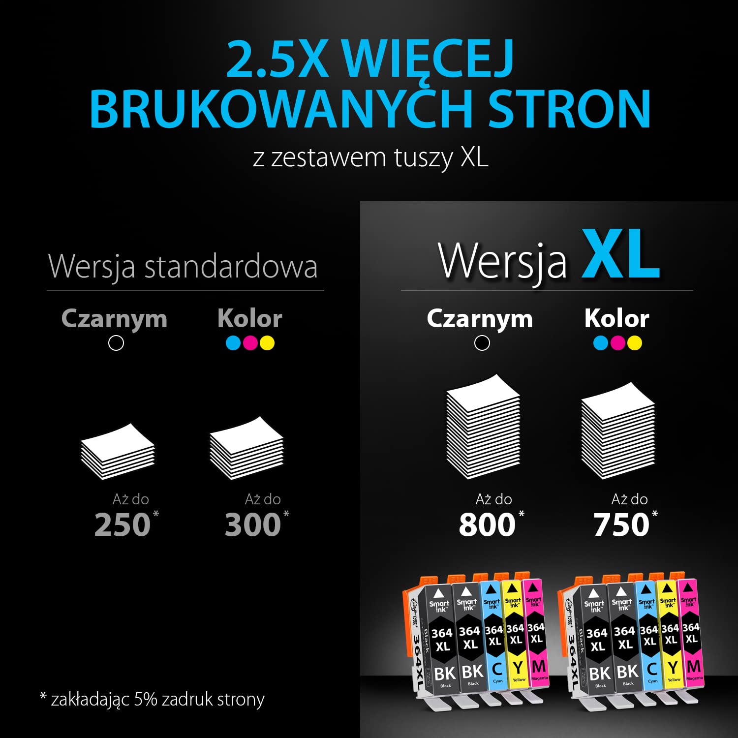 Smart Ink Kompatybilne Tusz Zamiennik do HP 364XL 364 XL Wielopak 10 sztuk (4BK & 2C/M/Y) do użytku z Photosmart 5520 5510 5524 6520 5515 OfficeJet 4620 4622 DeskJet 3520 3070a