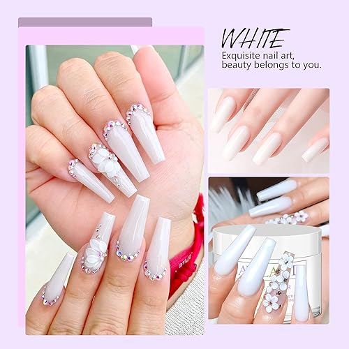 Miniatura 2 de Saviland Polvo acrílico blanco  1.06 oz de polvo acrílico profesional para uñas acrílicas extensión de uñas, polvo de polímero de arte de uñas 3D,