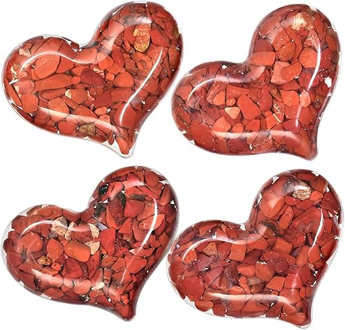 Rockcloud - Piedras de bolsillo con forma de corazón de resina hinchadas con cristales y piedras de cristal curativas, equilibrio energético para