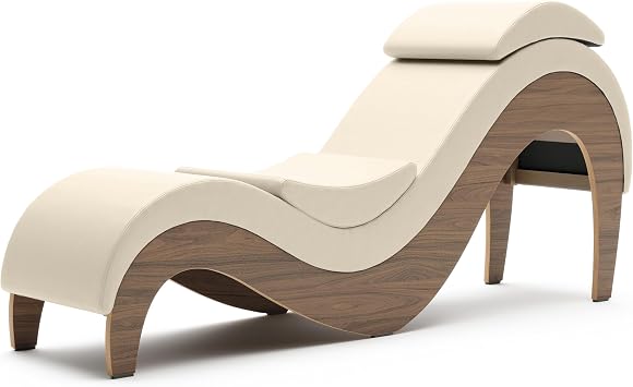 Supervio Tantric Chaise - Walnut & Faux Leather with Cuff Kit Restraints, Cream