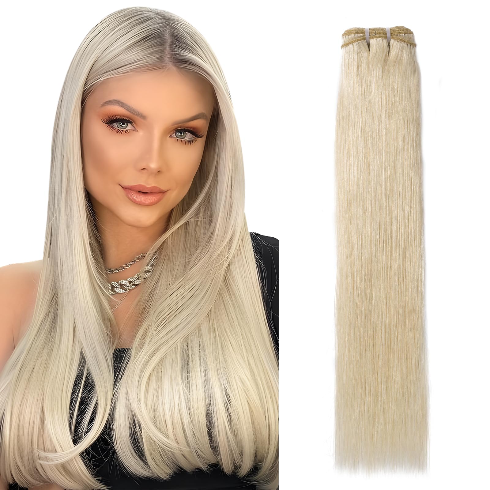 Elailite Extensiones Cortina Pelo Natural Brasileña 100% Cabello Humano Liso sin Clip para Mujer 1 Pieza 100g 40cm #04 Castaño Medio