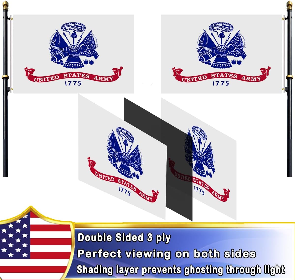Double Sided White NV Army Star Military Flag 4x6 Outdoor - 3-Ply Heavy Duty Polyester with Whiteout Layer, 4 Rows Stitched, 2 Brass Grommets, Fade Resistant