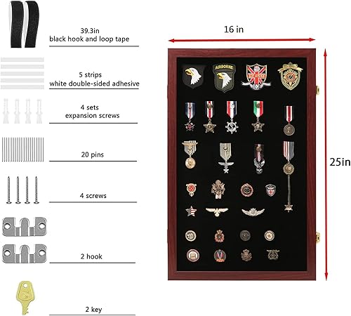 Miniatura 2 de VERANI Exhibidor de pines de 16 x 25 pulgadas, colección de pines, marco de exhibición de medallas militares con 98% de protección UV, puerta