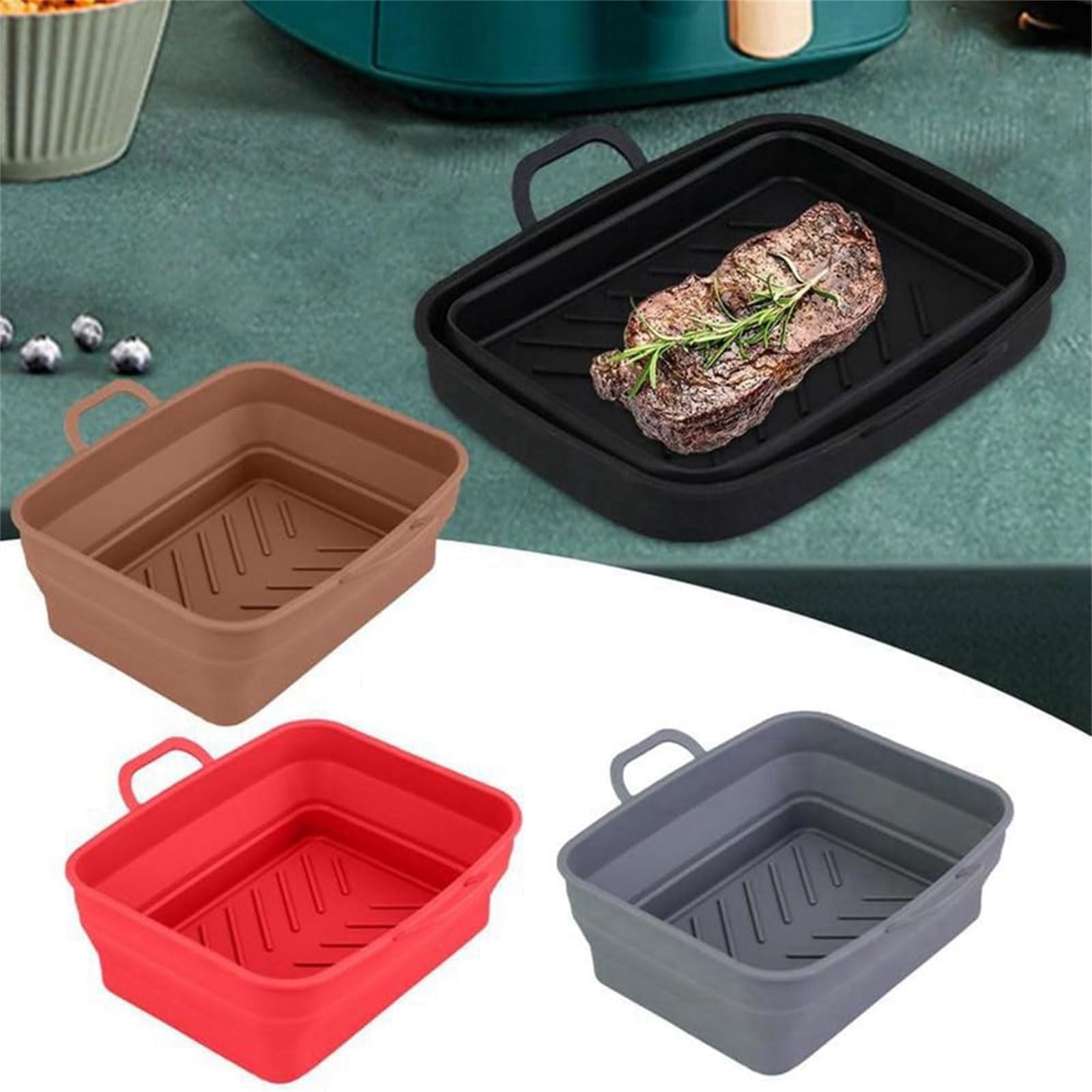 PANGBOER 4 teglia da Forno in Silicone Versatile Riutilizzabile per friggitrice Fodere per pentole in Silicone Strumento Cottura per Cucina teglia da Forno Durevole per friggitrice