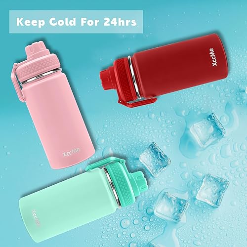 Miniatura 5 de Paquete de 2 botellas de agua para niños, botellas de agua de 16 onzas para niños y escuelas, botella de agua de metal para niños, botella de agua