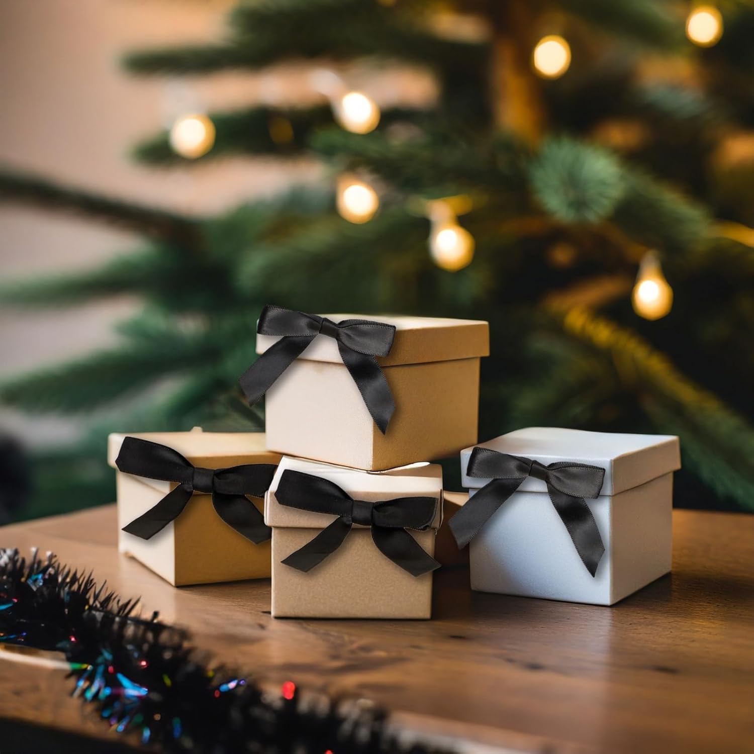 Juvale Gift Bows with Twist Ties - Mini Bows for Crafts & Wrapping - Pre-Tied Satin Polyester Ribbon for Treat Bags & Balloons - 3-Inch, Black, 100 Pack - Image 7