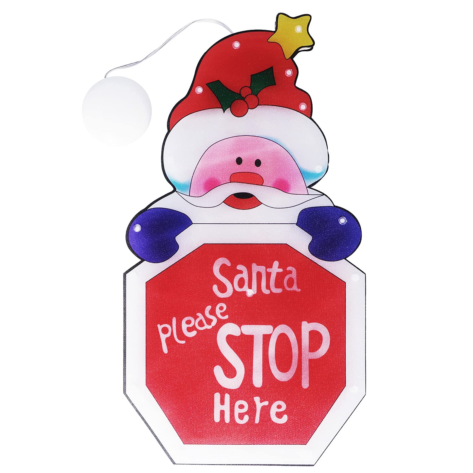 Ymiko LED Santa Claus Lighted Window Decoration, Battery Powered with Suction Cup for Christmas Decoration, Wear and Convenient to Use