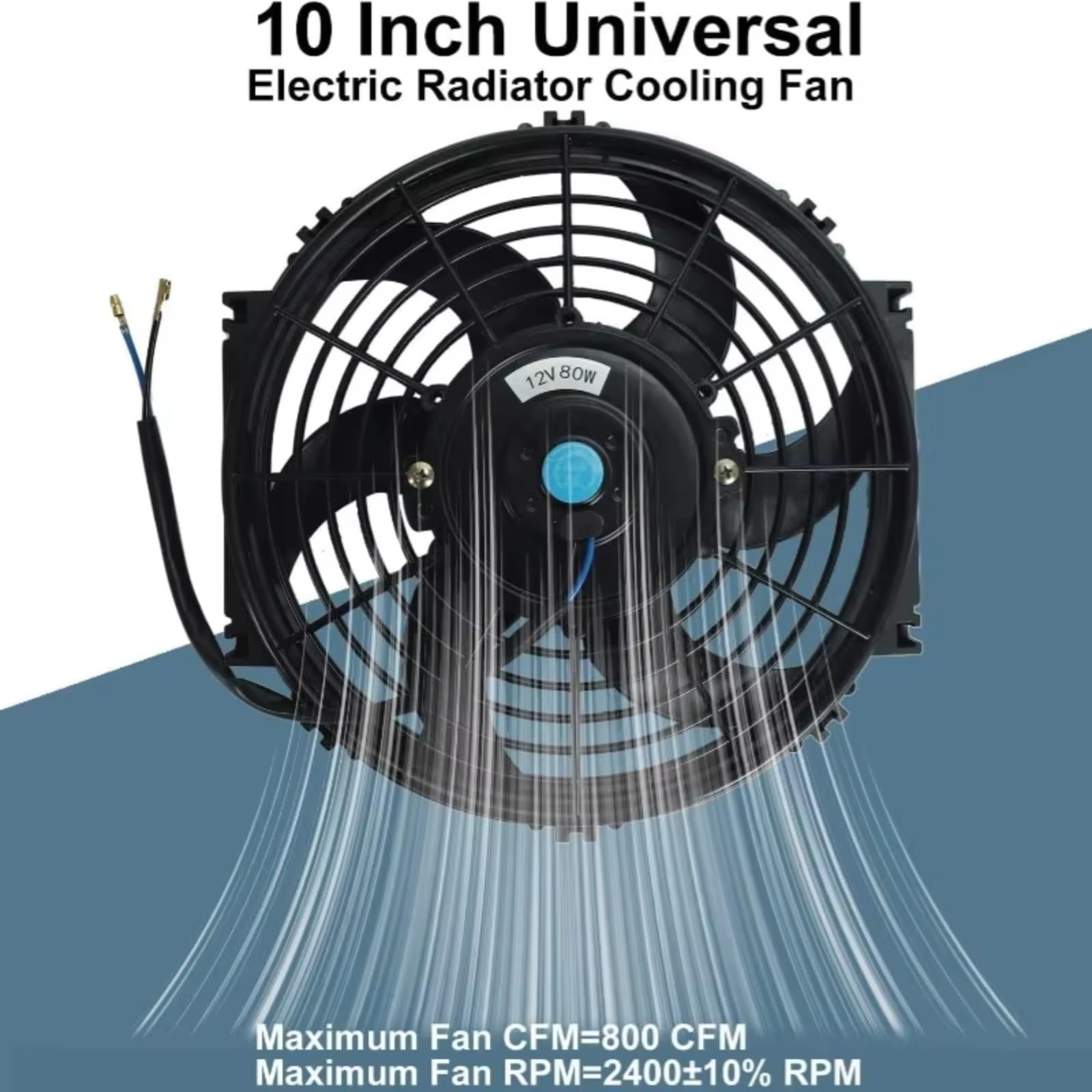 Ventola Universale Modifica Installazione Auto 2400 Giri/Min 290mm Di Raffreddamento Per Del Radiatore Per Da 10 Pollici 80 W 12 V/24 V Ventola Raffreddamento