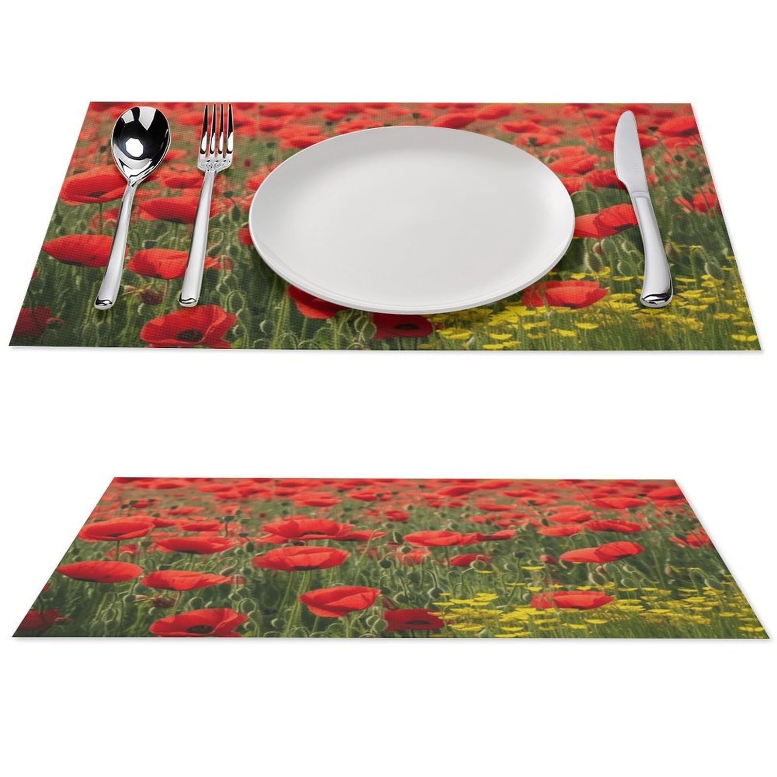 Sets de table de cuisine en PVC imperméables lavables motif floral x6