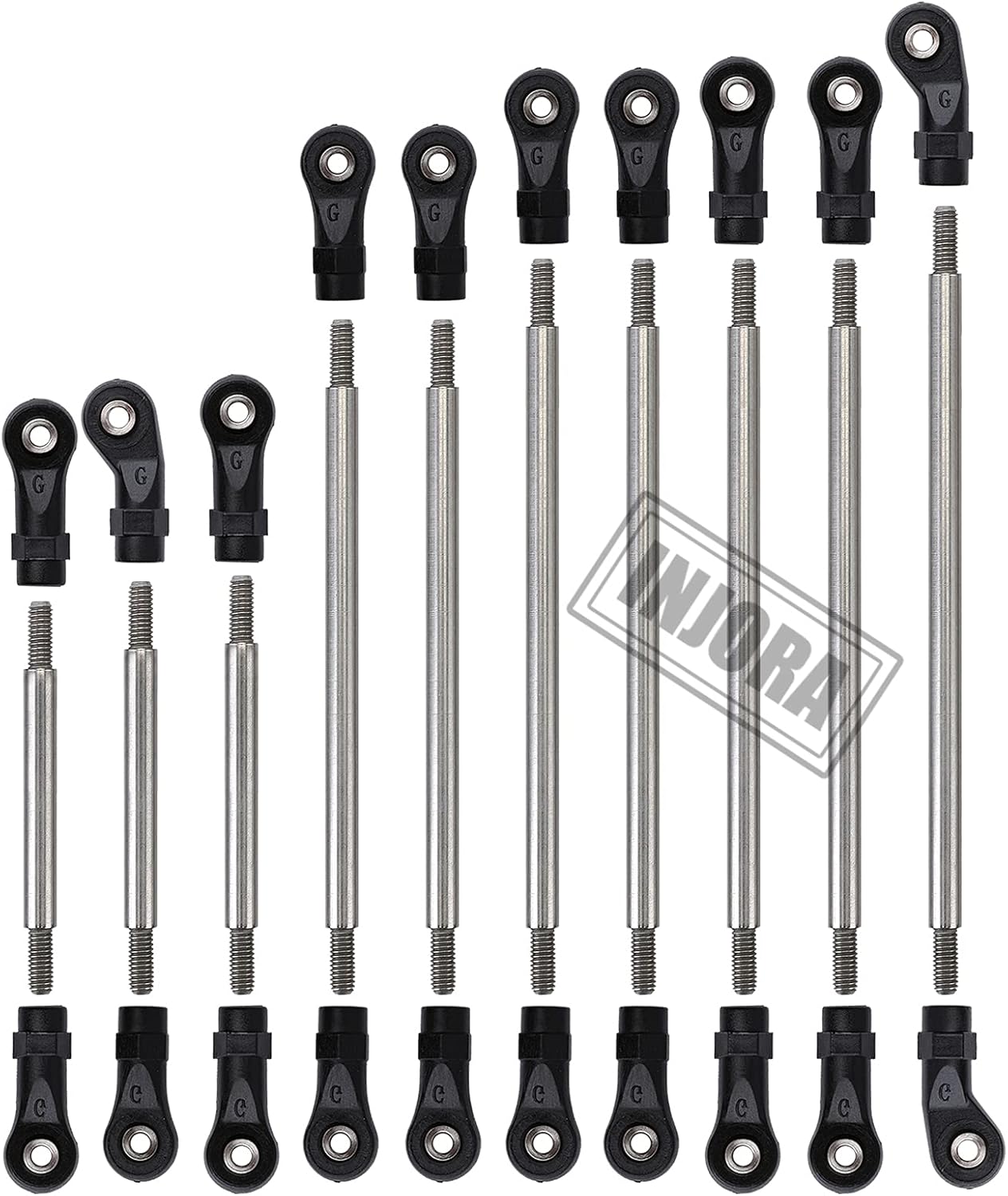 INJORA Stainless Steel Link Rod Linkage Plastic Rod End Set 312mm Wheelbase for 1/10 TRX4 RC Crawler Car : Toys & Games